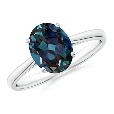 Angara Oval Solitaire Lab-grown Alexandrite Cocktail Ring In Metallic