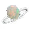 Angara Oval Solitaire Opal Cocktail Ring In White Gold/milky With High Play Of Colour