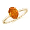 Angara Oval Solitaire Orange Sapphire Cocktail Ring In Yellow Gold/deep Orange