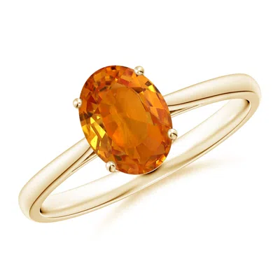 Angara Oval Solitaire Orange Sapphire Cocktail Ring