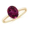 Angara Oval Solitaire Rhodolite Cocktail Ring In Yellow Gold/vivid Purplish Red