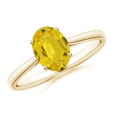 Angara Oval Solitaire Yellow Sapphire Cocktail Ring
