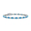 Angara Classic Oval Lab-grown Fancy Intense Blue And White Diamond Tennis Bracelet In White Gold/light Swiss Blue