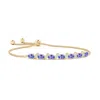 Angara Oval Tanzanite Bolo Bracelet With Pave-set Diamonds In Yellow Gold/rich Violet Blue