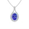 Angara Oval Tanzanite Double Halo Loop Pendant In White Gold/rich Violet Blue