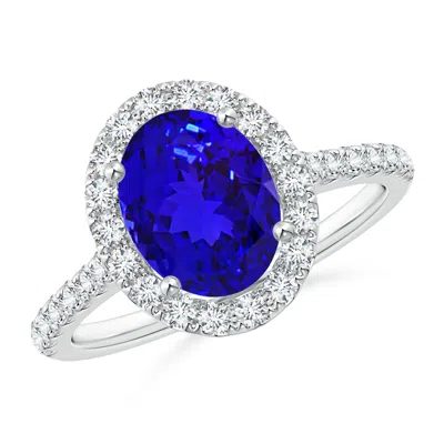 Angara Oval Tanzanite Halo Ring With Diamond Accents In Metallic