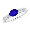 Angara Oval Tanzanite Vintage Style Ring With Diamond Accents In White Gold/deep Rich Violet Blue