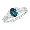 Angara Oval Teal Montana Sapphire And Half Moon Diamond Three Stone Ring In White Gold/medium Greenish Blue