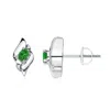 Angara Oval Tsavorite And Diamond Shell Stud Earrings In White Gold/bright Deep Green