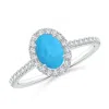 Angara Oval Turquoise Halo Ring With Diamond Accents In White Gold/sky Blue