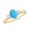 Angara Oval Turquoise Ring With Diamond Accents In Yellow Gold/sky Blue
