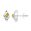 Angara Oval Yellow Sapphire And Diamond Shell Stud Earrings In Platinum/deep Bright Yellow