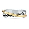Angara Oxidized Sterling Silver And 18k Yellow Gold Criss-cross Comfort Fit Band
