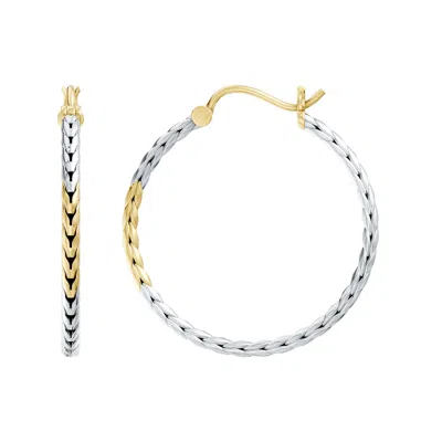 Angara Oxidized Sterling Silver And 18k Yellow Gold Front-back Hoop Earrings
