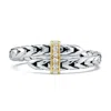 Angara Oxidized Sterling Silver And 18k Yellow Gold Lab-grown Diamond Bypass Ring