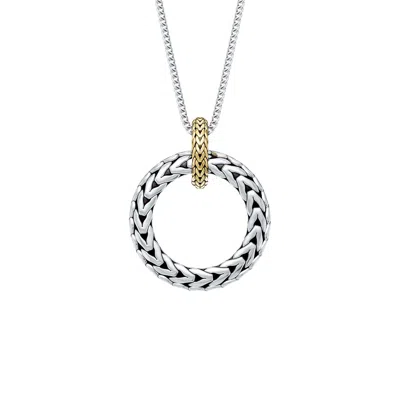 Angara Oxidized Sterling Silver And 18k Yellow Gold Open Circle Ring Pendant