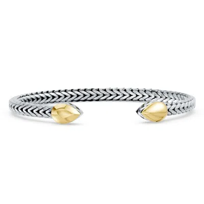 Angara Oxidized Sterling Silver And 18k Yellow Gold Open Flex Cuff Bracelet