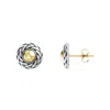 Angara Oxidized Sterling Silver And 18k Yellow Gold Stud Earrings