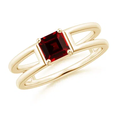 Angara Parallel Split Shank Square Emerald-cut Garnet Ring In Gold