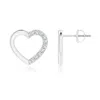 Angara Partially Studded Diamond Heart Stud Earrings In White Gold/g