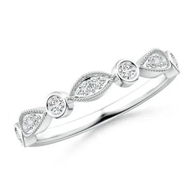 Angara Pave, Bezel Diamond Motifs Wedding Ring In White