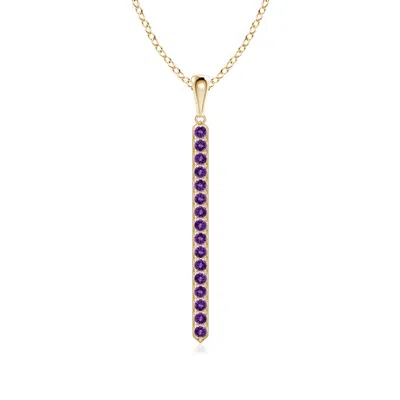 Angara Pave-set Amethyst Bar Pendant With Milgrain In Gold