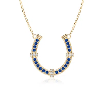 Angara Pave-set Blue Sapphire And Diamond Horseshoe Pendant Necklace In Gold