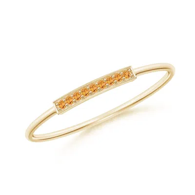 Angara Pave Set Citrine Bar Ring With Milgrain In Yellow