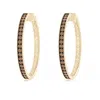 Angara Pave-set Coffee Diamond Hoop Earrings With Milgrain In Yellow Gold/fancy Dark Brown (c6)
