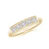 Angara Pave Set Diamond Bar Ring With Milgrain In Yellow Gold/h