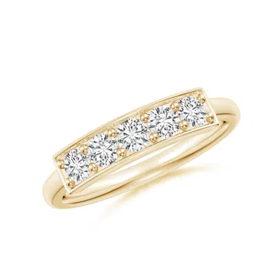 Angara Pave Set Diamond Bar Ring With Milgrain In Gold