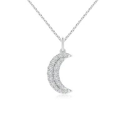 Angara Pave-set Diamond Crescent Moon Pendant In Metallic