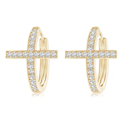 Angara Pave-set Diamond Cross Hoop Earrings In Gold