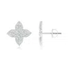 Angara Pave-set Diamond Four-petal Floral Stud Earrings In White Gold/g