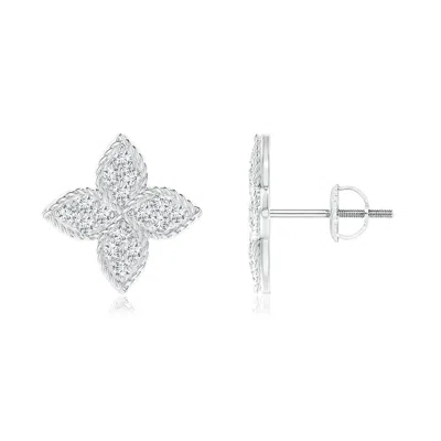 Angara Pave-set Diamond Four-petal Floral Stud Earrings In Metallic