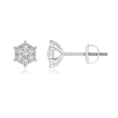 Angara Pave-set Diamond Hexagon Stud Earrings In Metallic