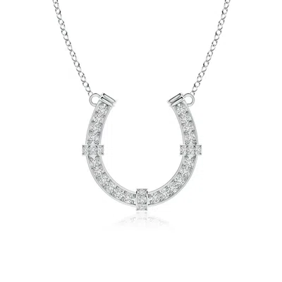 Angara Pave-set Diamond Horseshoe Pendant Necklace In Metallic