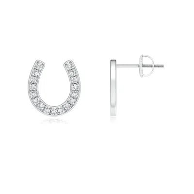 Angara Pave-set Diamond Horseshoe Stud Earrings In Metallic