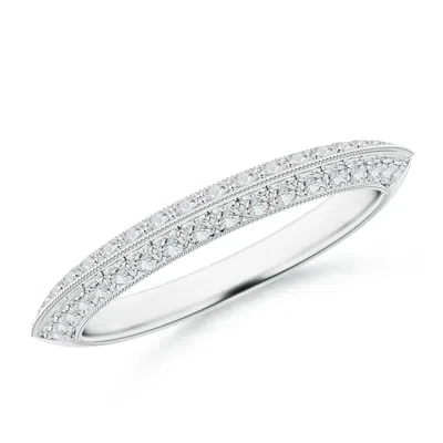 Angara Pave-set Diamond Knife Edge Wedding Ring For Women In White