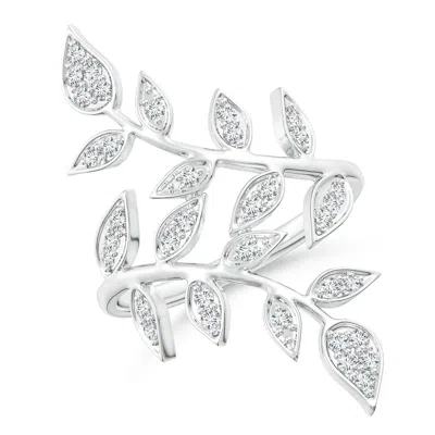 Angara Pave Set Diamond Olive Leaf Vine Ring In Metallic