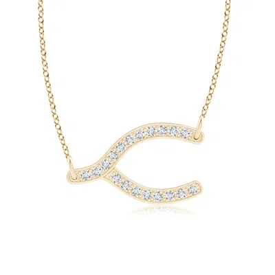 Angara Pave-set Diamond Sideways Wishbone Necklace In Gold