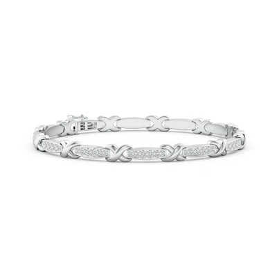 Angara Pave-set Diamond Stackable Bracelet With 'x' Motifs In Metallic