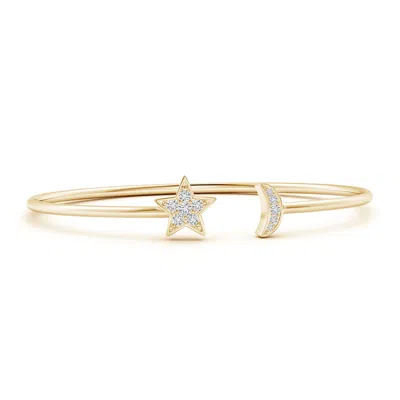 Angara Pave-set Diamond Star And Moon Flex Bangle In Gold