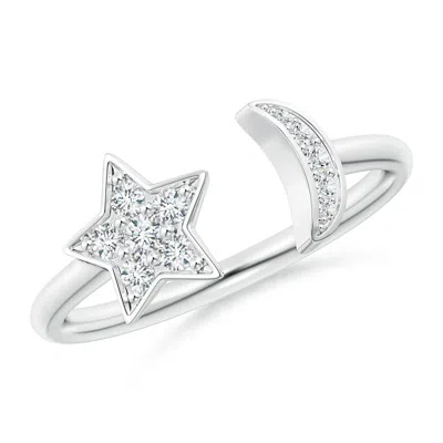 Angara Pave-set Diamond Star And Moon Open Ring In White