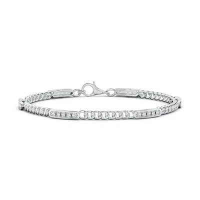 Angara Pave-set Diamond Station Curb Chain Bracelet In Metallic