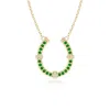 Angara Pave-set Emerald And Diamond Horseshoe Pendant Necklace In Yellow Gold/rich Green