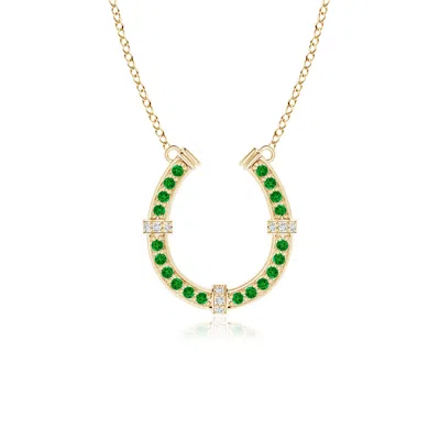 Angara Pave-set Emerald And Diamond Horseshoe Pendant Necklace In Gold