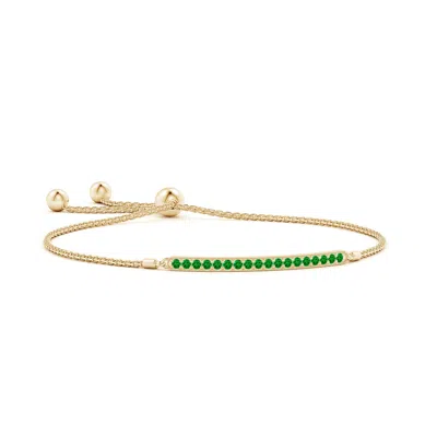 Angara Pave-set Emerald Bar Bolo Bracelet In Gold