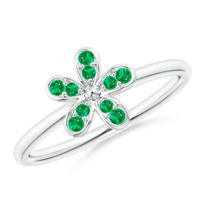 Angara Pave-set Emerald Daisy Ring In Metallic