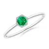 Angara Pave Set Emerald Hexagon Solitaire Ring With Milgrain In White Gold/rich Medium Green